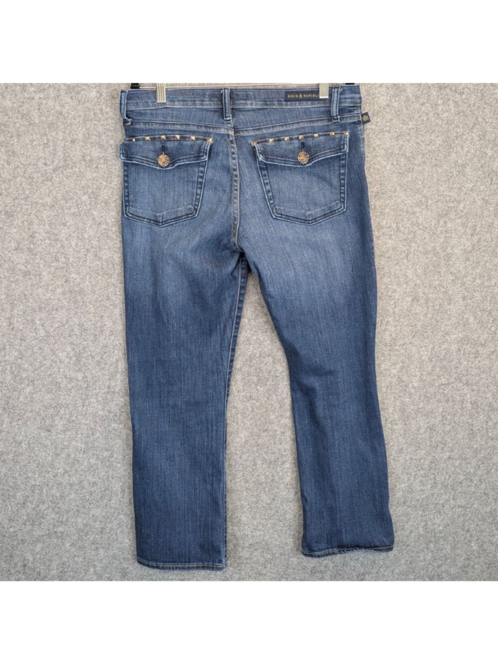 Rock & Republic Womens Size 12 Jeans Blue Denim Classic Fit Embellished Pockets - Picture 7 of 12
